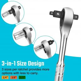 Duratech DT401257 ด้ามฟรี 3-IN-1 (ขนาด 1/4", 3/8", 1/2")