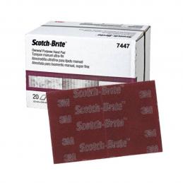 3M 7447 #7012803201 (XD006002088) สก๊อตช์ - ไบรต์ สีแดง เบอร์ 320 - 400 (6 นิ้ว X 9 นิ้ว) (24 แผ่น/กล่อง)