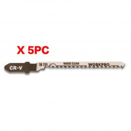 SKI - สกี จำหน่ายสินค้าหลากหลาย และคุณภาพดี | WORKPRO WP404004 Cr-V ใบเลื่อยจิ๊กซอสำหรับตัดไม้/T Shank - 83 มม. x 18 T (5 ชิ้น)