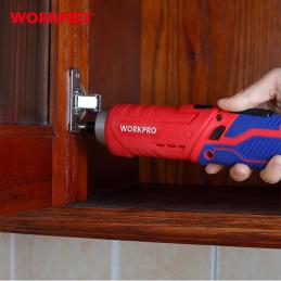 WORKPRO WP460003 ไขควงไร้สายพร้อมชุดอุปกรณ์เสริม 34 ชิ้น (รวมสายชาร์จ USB type-C) 3.7V สีแดง