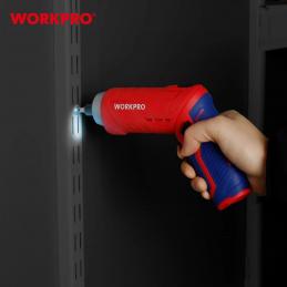 WORKPRO WP460003 ไขควงไร้สายพร้อมชุดอุปกรณ์เสริม 34 ชิ้น (รวมสายชาร์จ USB type-C) 3.7V สีแดง
