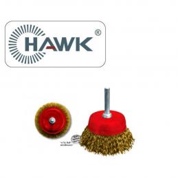 SKI - สกี จำหน่ายสินค้าหลากหลาย และคุณภาพดี | HAWK แปรงลวดถ้วยมีแกนสีทอง-แผงโชว์ 65 mm. (600 060-9029)