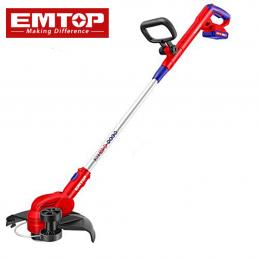 EMTOP ELGT203285 เครื่องตัดหญ้าไร้สาย 8200rpm พร้อมแบตเตอรี่ 20V 2.0Ah x1 แท่นชาร์จ x1 และ กระปุกสายเอ็นตัดหญ้า x2