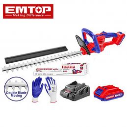 SKI - สกี จำหน่ายสินค้าหลากหลาย และคุณภาพดี | EMTOP ELHT204611 เครื่องตัดแต่งพุ่มไม้ไร้สาย 2800spm พร้อมแบตเตอรี่ 20V 2.0Ah x1 แท่นชาร์จ x1 และ ถุงมือ 1 คู่