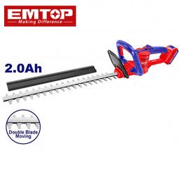 EMTOP ELHT204611 เครื่องตัดแต่งพุ่มไม้ไร้สาย 2800spm พร้อมแบตเตอรี่ 20V 2.0Ah x1 แท่นชาร์จ x1 และ ถุงมือ 1 คู่