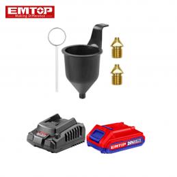 EMTOP ELSG20256 กาพ่นสีไร้สาย พร้อมอุปกรณ์เสริม แบตเตอร์รี่ 20V 2.0Ah แท่นชาร์จ