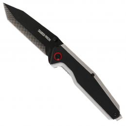 SWISSTECH-ST012004-มีดพับ-ใบมีดผิวไทเทเนี่ยม-สีดำ-ขนาดใบมีด-3-5-นิ้ว-ด้ามจับสแตนเลส