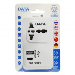 DATA-ALUC36-เต้ารับอเนกประสงค์-2-ขาแบน-1ช่อง-1-USB-1-TypeC-10A