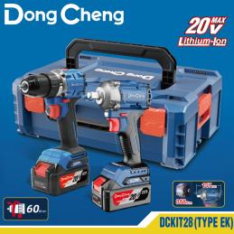 SKI - สกี จำหน่ายสินค้าหลากหลาย และคุณภาพดี | Dongcheng(DCดีจริง) DCKIT28(TYPE EK) ชุด combo ไร้สาย (DCPB358 เครื่องยิงบ๊อก + DCJZ2060i สว่านกระแทก) 20V(MAX) 4.0Ahx2 + แท่นชาร์จ 4Ah