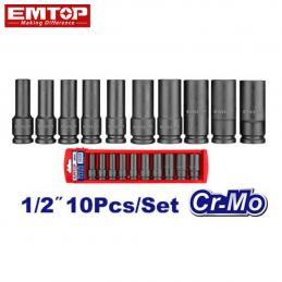 SKI - สกี จำหน่ายสินค้าหลากหลาย และคุณภาพดี | EMTOP EMSS12102L ชุดบล็อกลม 1/2" 10 ชิ้น