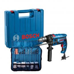 BOSCH GSB16RE (SET) สว่านเจาะคอนกรีตกระแทก 1/2นิ้ว 750w ซ้าย-ขวา+อุปกรณ์ช่าง 100ชิ้น #06012281K2