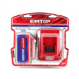 EMTOP ELBCPK1214 แบตเตอรี่และชุดอุปกรณ์ชาร์จ 20V 4.0Ah