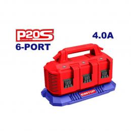 SKI - สกี จำหน่ายสินค้าหลากหลาย และคุณภาพดี | EMTOP EFCR2064 แท่นชาร์จแบตเตอรี่ลิเธียมไอออน 6 พอร์ต 20V 4.0Ah