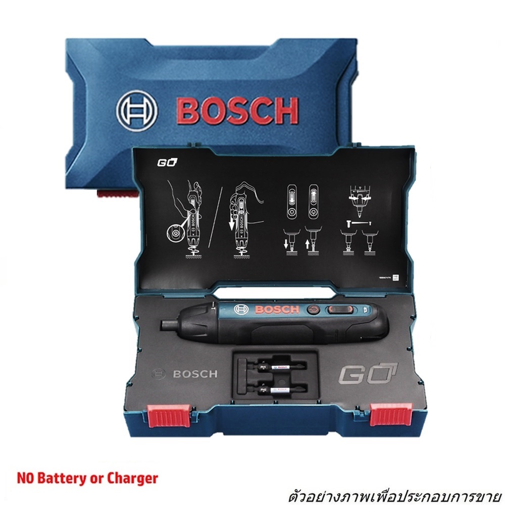 BOSCH Go2solo ไขควงไร้สาย 2 ระบบ (ระบบกดเครื่อง และ กดสวิทซ์ เพื่อการทำงาน) แรงบิด 5 ระดับ #06019H21L1