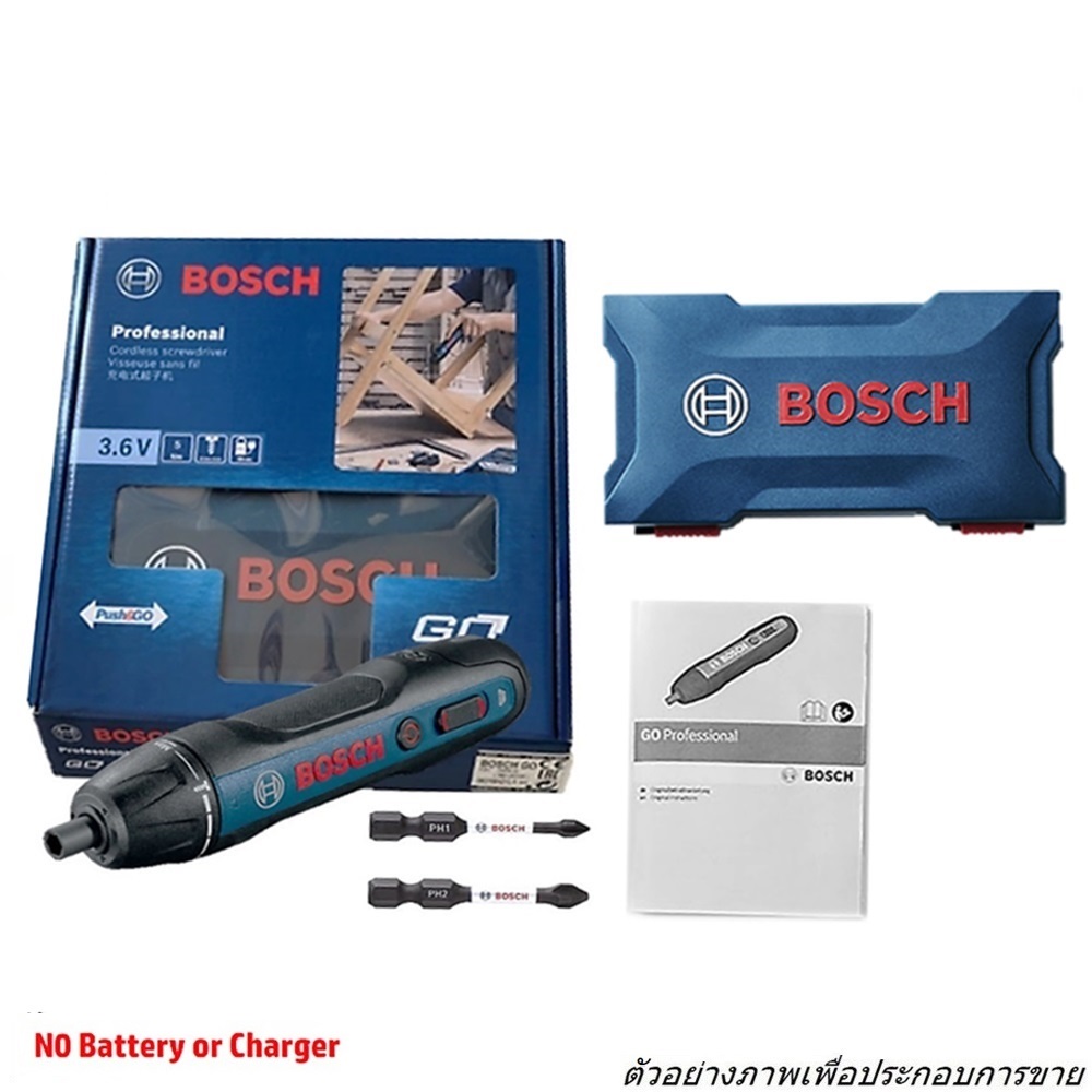 BOSCH Go2solo ไขควงไร้สาย 2 ระบบ (ระบบกดเครื่อง และ กดสวิทซ์ เพื่อการทำงาน) แรงบิด 5 ระดับ #06019H21L1