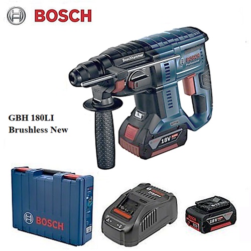 BOSCH GBH180-LI สว่านโรตารี่ไร้สาย 18V Brushless motor แบต 2 ก้อน 4.0 Ah พร้อมท่อดักฝุ่น #06119111K1