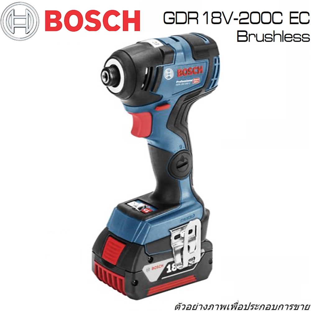 SKI - สกี จำหน่ายสินค้าหลากหลาย และคุณภาพดี | BOSCH GDR 18V-200 C EC Brushless ไขควงกระแทก แรงบิดสูง 18 V Brushless motor แบต 2 ก้อน 5.0 Ah รองรับ Chip Buletooth