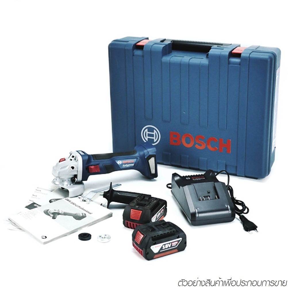 BOSCH GWS180LI เครื่องเจียร์ไร้สาย 4นิ้ว 18V Brushless motor 06019H90K1 (แบต 2 ก้อน แท่นชาร์จ 1 อัน)