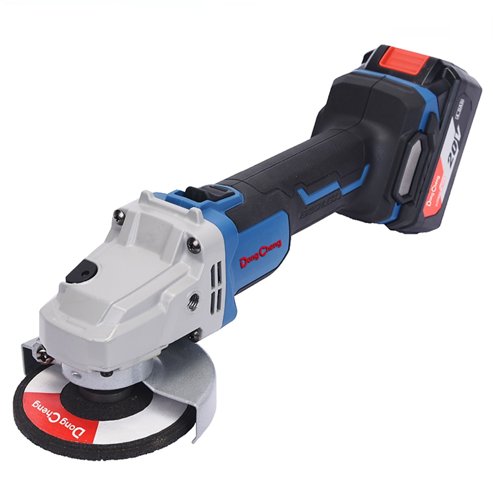 SKI - สกี จำหน่ายสินค้าหลากหลาย และคุณภาพดี | Dongcheng(DCดีจริง) DCSM03-100(TYPE EM) เครื่องเจียรไร้สาย 20V ไร้แปรงถ่าน 4 นิ้ว แบต 4.0Ahx2 ก้อน + แท่นชาร์จ 1 ก้อน