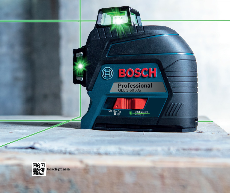 BOSCH GLL3-60 XG เลเซอร์กำหนดวัดแนวเส้น (60 เมตร) แสงเขียว #0601063ZK0