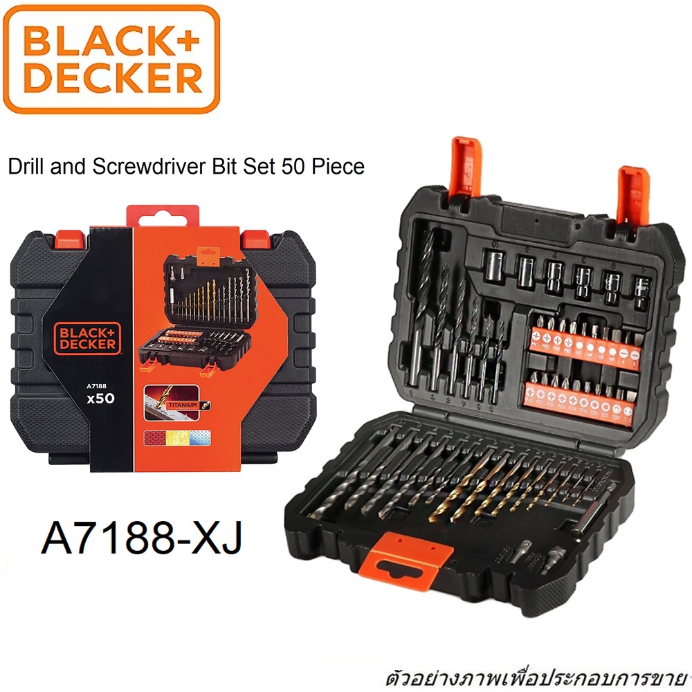 Black + Decker A7188 Drill and Screwdriver Bit Set 50-Piece