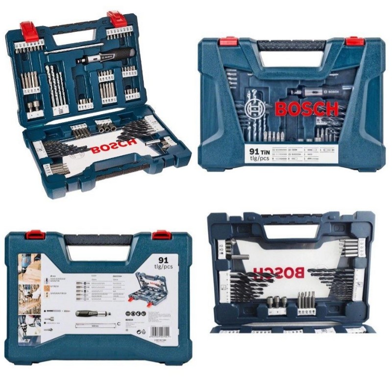 BOSCH ชุดไทเทเนียม V-Line Bosch 91 ชิ้น สำหรับการเจาะและการขันสกรู #2607017402
