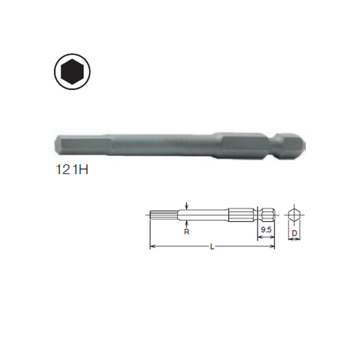 SKI - สกี จำหน่ายสินค้าหลากหลาย และคุณภาพดี | KOKEN 121H-5x50 ดอกไขควงลม-ไฟฟ้า หกเหลี่ยม แกน 1/4นิ้ว#5-50mm.