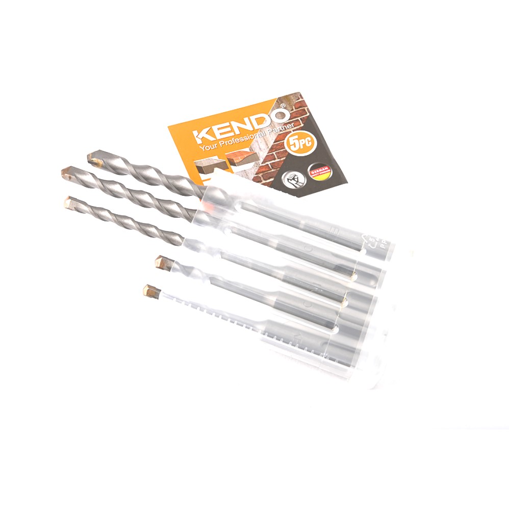 KENDO 11602073 ดอกสว่านโรตารี่ SDS PLUS 5 ตัวชุด 5-6 ×110mm 6-8-10 ×160mm