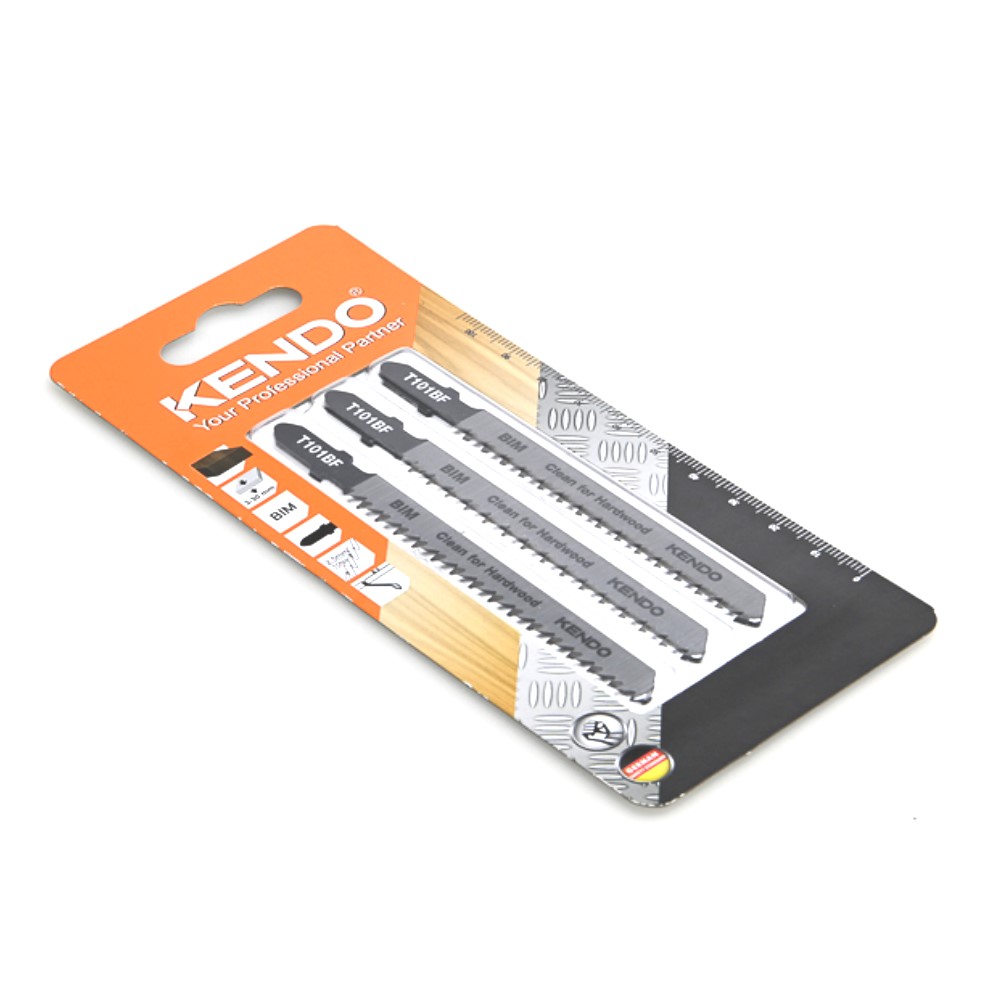 KENDO 46002701 ใบเลื่อยจิ๊กซอตัดไม้และเหล็ก T101BF (3 ชิ้น/แพ็ค)