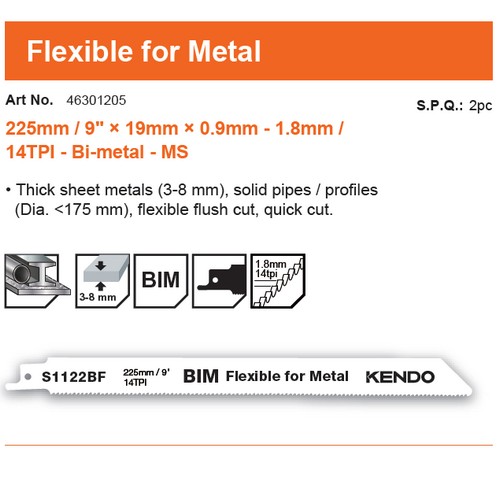 KENDO 46301205 ใบเลื่อยเอนกประสงค์ S1122BF (2 ชิ้น/แพ็ค)