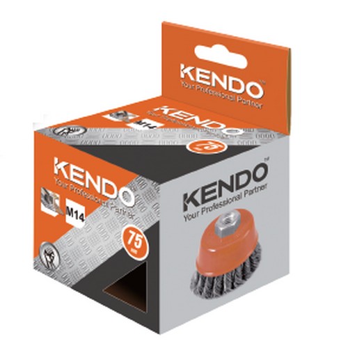 *KENDO 76002729 แปรงลวดถ้วยมีเกลียว 75 mm. เกลียว 14x2 (1 ลูก/แพ็ค)*