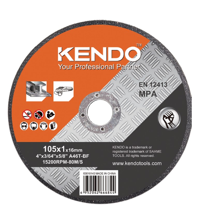 KENDO 63010143 แผ่นตัดเหล็ก 4นิ้ว 100×1×16mm (ขายขั้นต่ำ 50 ชิ้น)