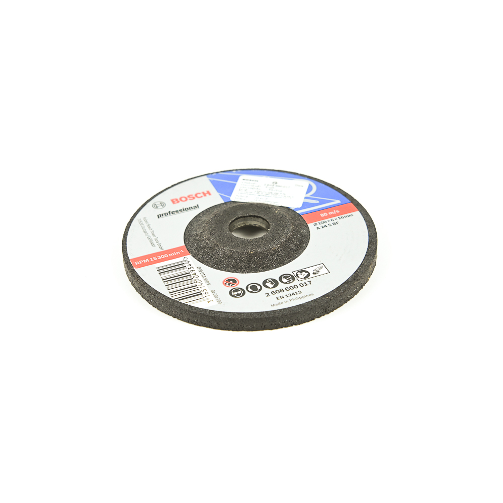 BOSCH แผ่นขัดเหล็ก 4นิ้ว หนา #2608600017 (100x6x16mm. A24S 2G) (ราคาต่อแผ่น , 1 กล่องมี 25แผ่น)