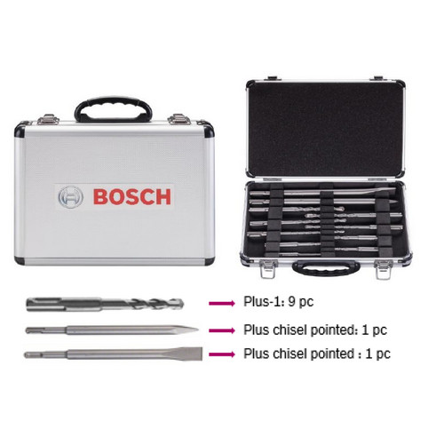 BOSCH ชุดดอกสว่านโรตารี่ SDS-Plus พร้อมกระเป๋า 11 ตัวชุด 2608578765