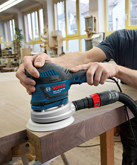 BOSCH GEX125-150 AVE เครื่องขัดกระดาษทรายแบบลูกเบี้ยว ระบบ Vibration Control ใช้ท้้ง 125, 150มม. #060137B101