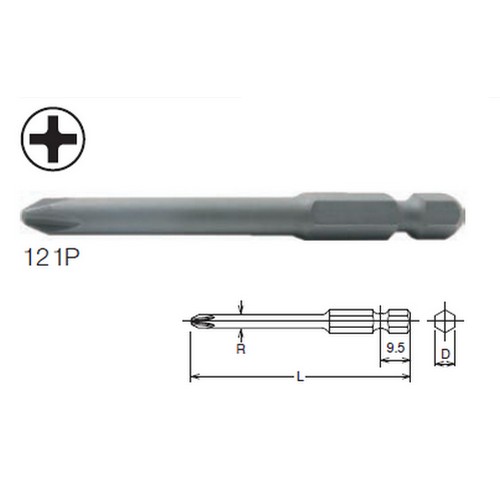 SKI - สกี จำหน่ายสินค้าหลากหลาย และคุณภาพดี | KOKEN 121P-#2x150 ดอกไขควงลม-ไฟฟ้า แฉก 1/4นิ้ว#2-150mm.