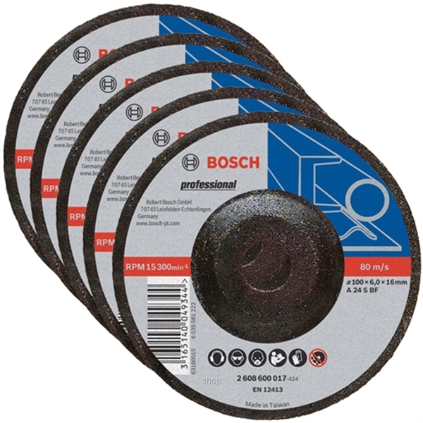 BOSCH แผ่นขัดสแตนเลส 4นิ้ว บาง #2608620690 (100x2.0x16mm. Flexible grinding) (20ใบ/กล่อง)