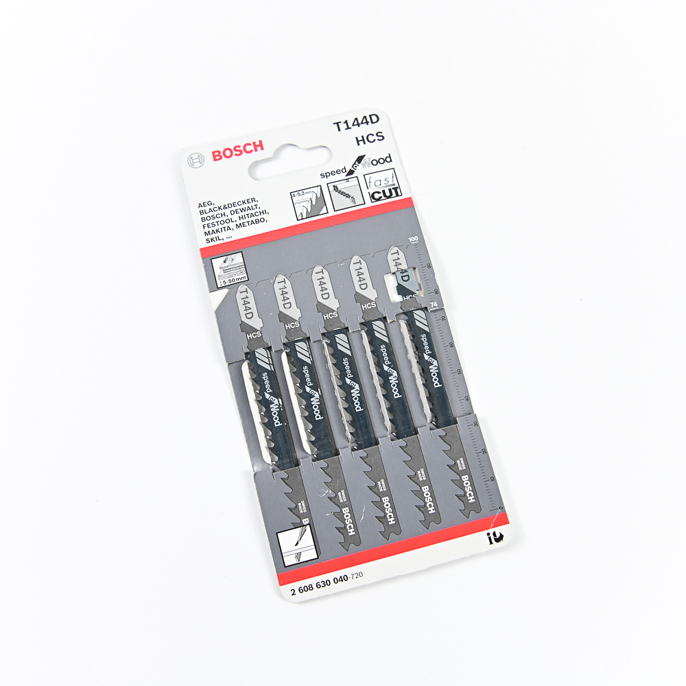 BOSCH T144D ใบเลื่อยจิ๊กซอตัดไม้ประณีต ตัดหนา 5-50 มิล #2608630040  (5ใบ/แผง)