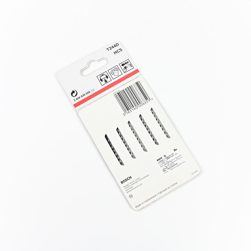 BOSCH T244D ใบเลื่อยจิ๊กซอตัดไม้ประณีต ตัดหนา 5-50 มิล ตัดโค้ง #2608630058 (5ใบ/แผง)