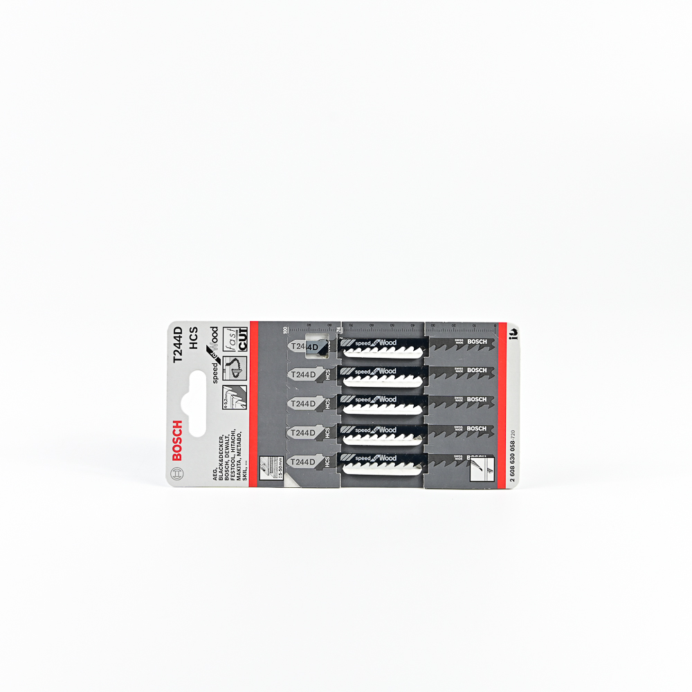 BOSCH T244D ใบเลื่อยจิ๊กซอตัดไม้ประณีต ตัดหนา 5-50 มิล ตัดโค้ง #2608630058 (5ใบ/แผง)
