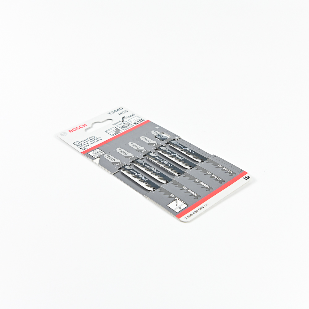 BOSCH T244D ใบเลื่อยจิ๊กซอตัดไม้ประณีต ตัดหนา 5-50 มิล ตัดโค้ง #2608630058 (5ใบ/แผง)
