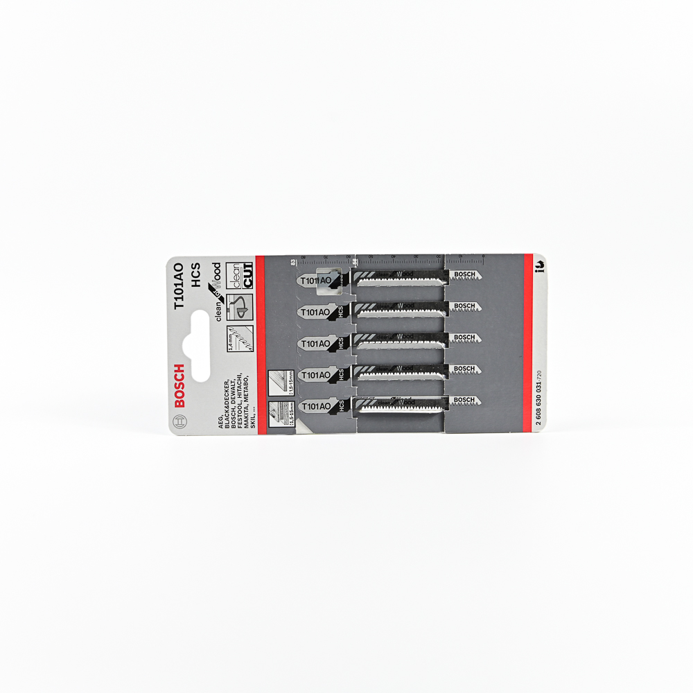 BOSCH T101AO ใบเลื่อยจิ๊กซอตัดไม้ละเอียด ตัดหนา 1.5-15 มิล ตัดโค้ง#2608630031 (5ใบ/แผง)