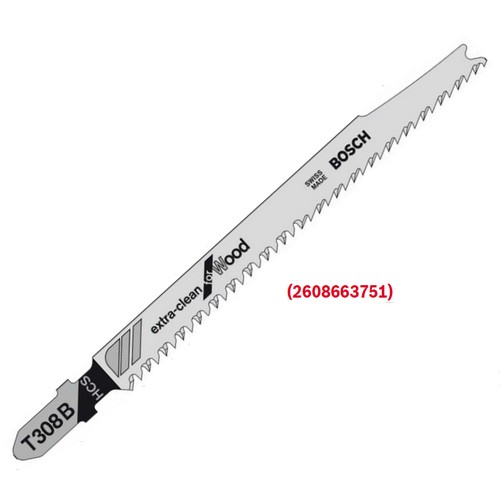 BOSCH T308B ใบเลื่อยจิ๊กซอตัดไม้ ตัดหนา 5-50 มิล #2608663751 (5ใบ/แผง)