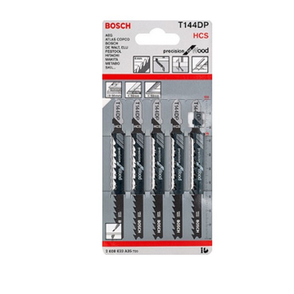 BOSCH T144DP ใบเลื่อยจิ๊กซอตัดไม้ประณีต ตัดหนา 5-50 มิล ตัดเที่ยงตรง #2608633A35 (5ใบ/แผง)