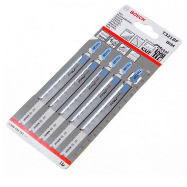 SKI - สกี จำหน่ายสินค้าหลากหลาย และคุณภาพดี | BOSCH T321BF ใบเลื่อยจิ๊กซอตัดเหล็ก ตัดท่อหนา 2.5-6 มิล #2608636707  (5ใบ/แผง)