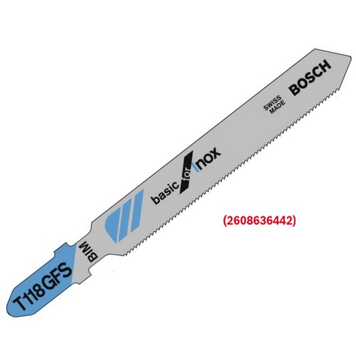 BOSCH T118GFS ใบเลื่อยจิ๊กซอตัดสแตนเลส ตัดหนา 0.5-1.5 มิล #2608636442 (5ใบ/แผง)