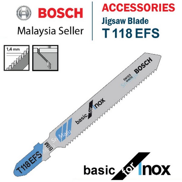 SKI - สกี จำหน่ายสินค้าหลากหลาย และคุณภาพดี | BOSCH T118EFS ใบเลื่อยจิ๊กซอตัดสแตนเลส ตัดหนา 1.5-4 มิล #2608636420 (5ใบ/แผง)