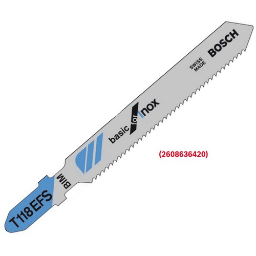 BOSCH T118EFS ใบเลื่อยจิ๊กซอตัดสแตนเลส ตัดหนา 1.5-4 มิล #2608636420 (5ใบ/แผง)