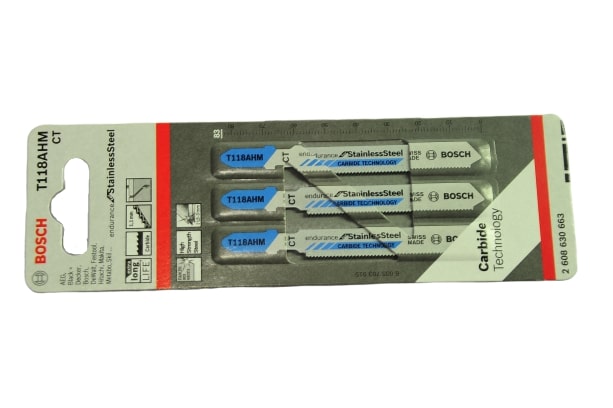 SKI - สกี จำหน่ายสินค้าหลากหลาย และคุณภาพดี | BOSCH T118AHM ใบเลื่อยจิ๊กซอตัดแสตนเลส ตัดหนา 1.5-3 มิล #2608630663 (3ใบ/แผง)