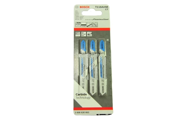 BOSCH T118AHM ใบเลื่อยจิ๊กซอตัดแสตนเลส ตัดหนา 1.5-3 มิล #2608630663 (3ใบ/แผง)